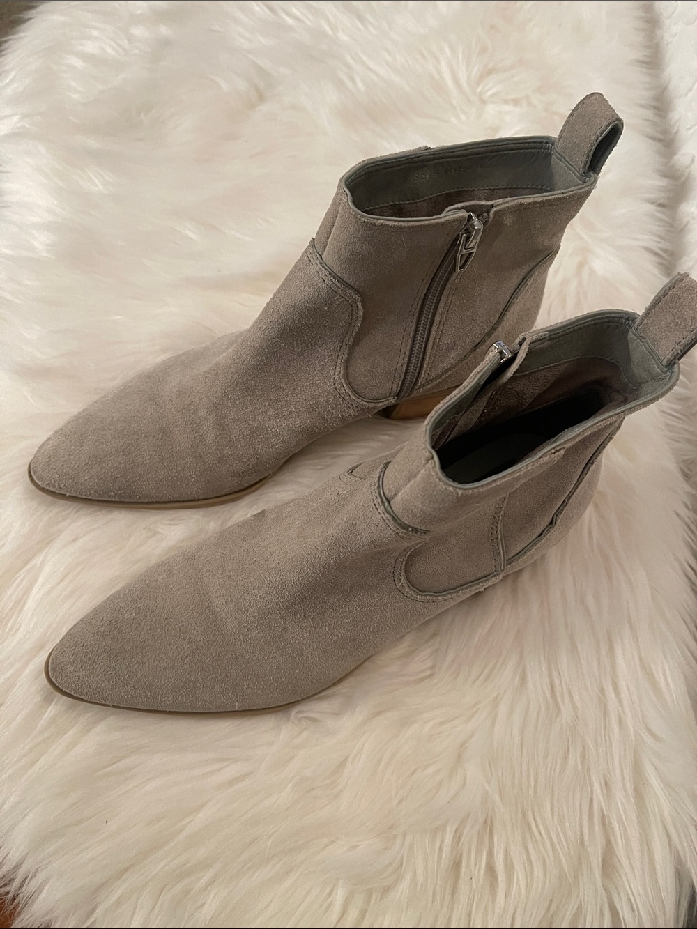 Dolce Vita Taupe Suede Pointed Ankle Booties